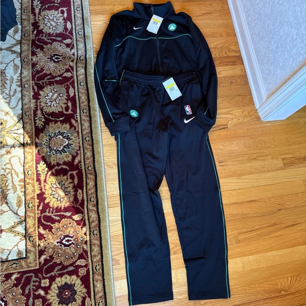 Nike Black Warmup Set with Green Celtics Patch